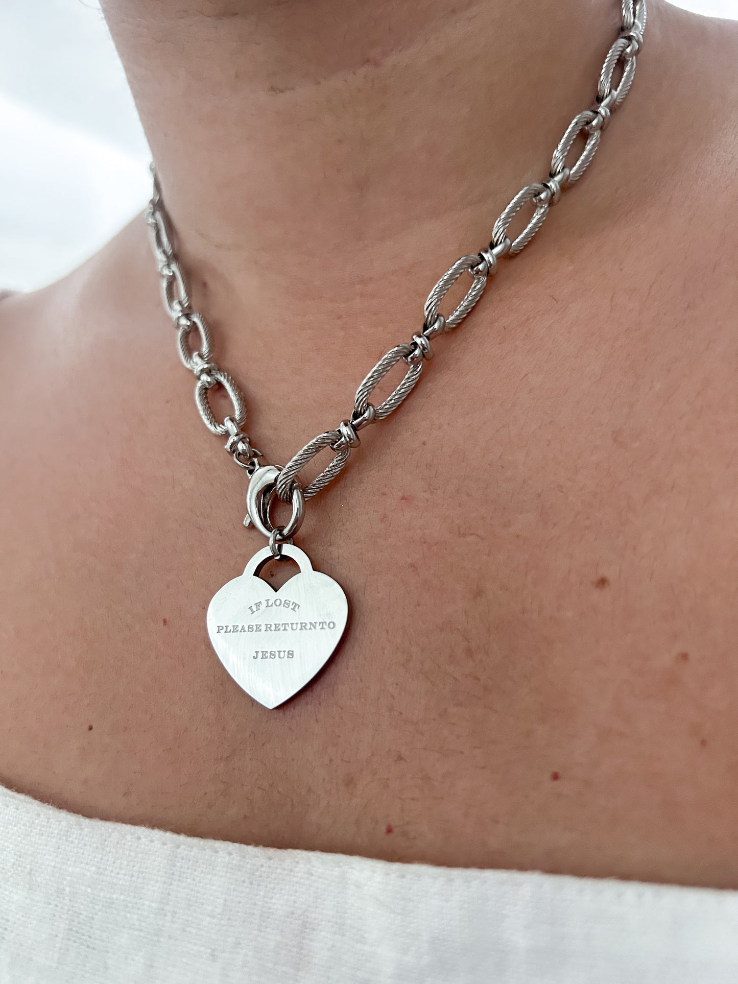 If lost, please return to Jesus (engraved, chunky chain)