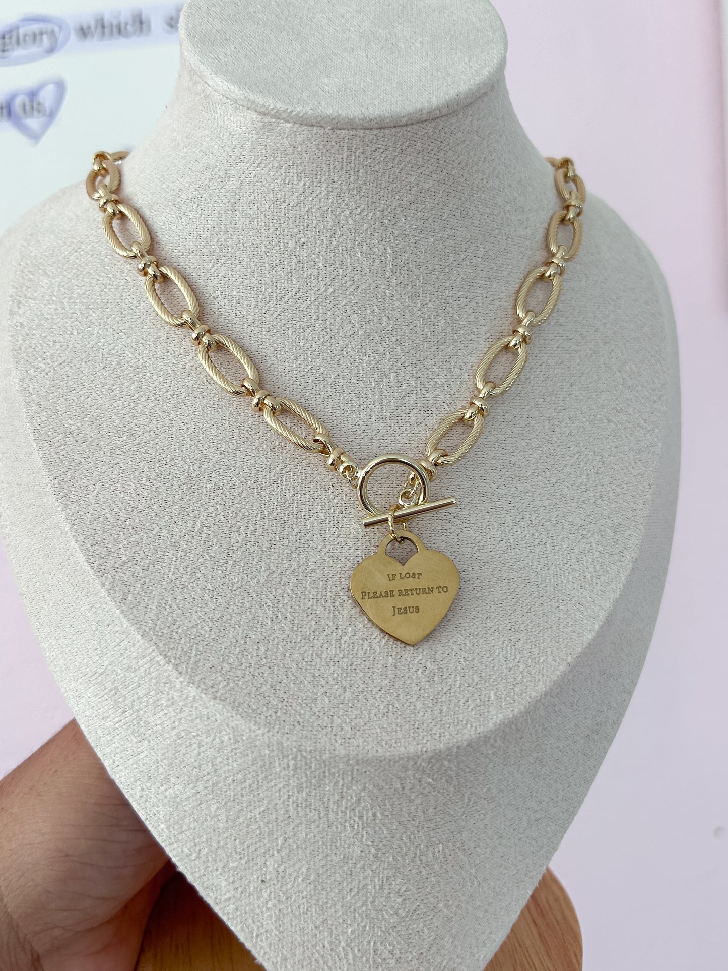 If lost, please return to Jesus (gold, chunky chain)