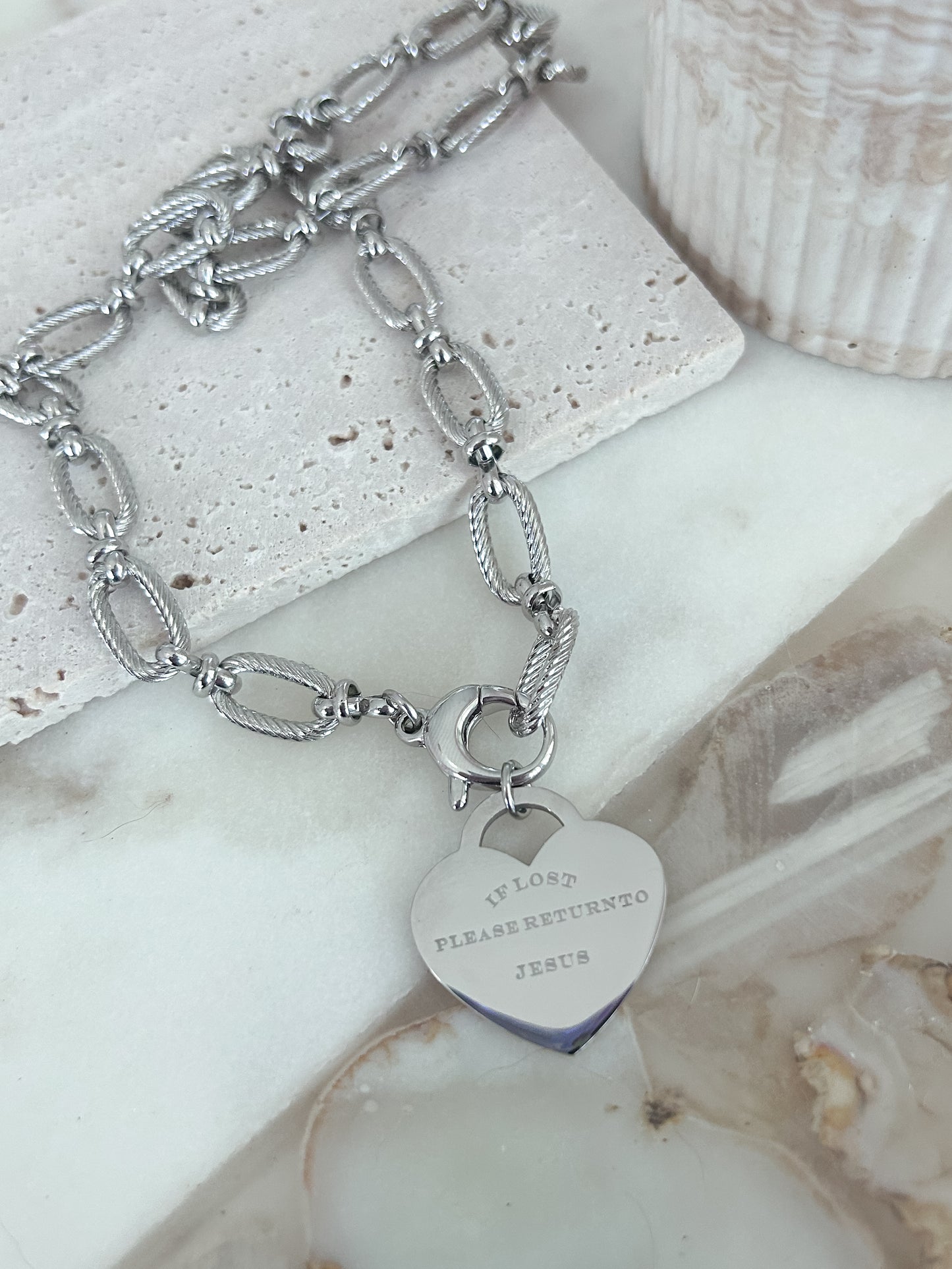 If lost, please return to Jesus (engraved, chunky chain)