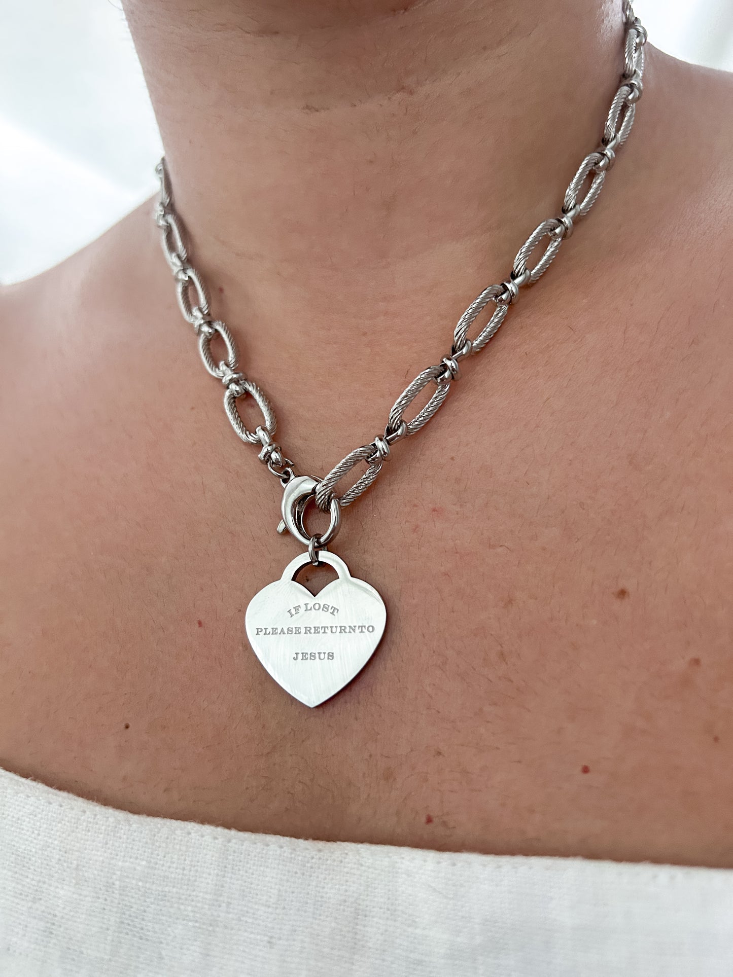 If lost, please return to Jesus (engraved, chunky chain)