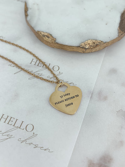 If lost, please return to Jesus (gold)