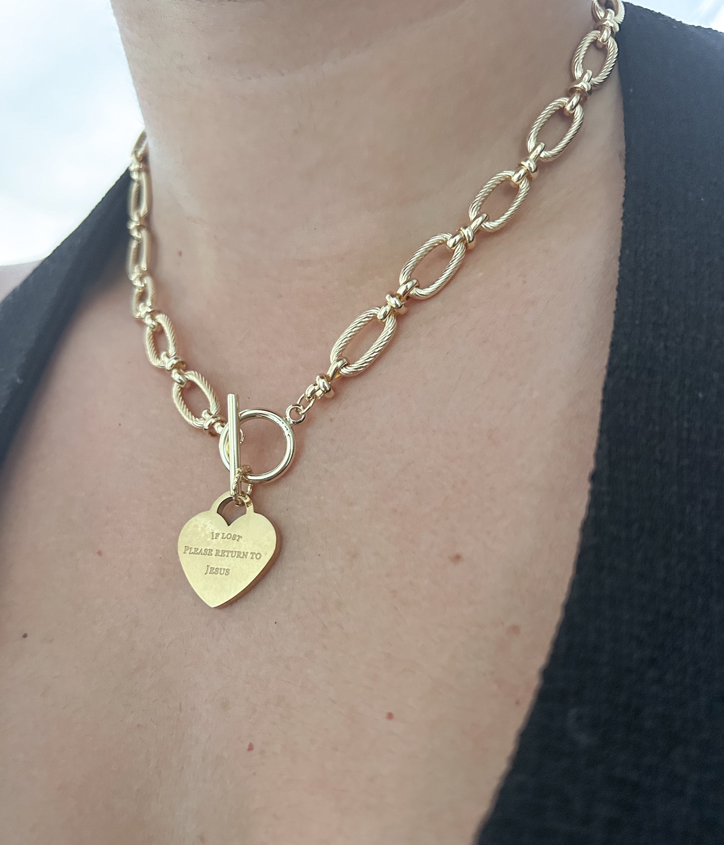 If lost, please return to Jesus (gold, chunky chain)