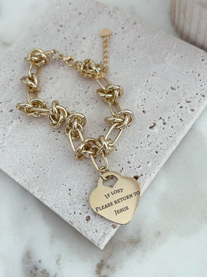 If lost, please return to Jesus (gold bracelet)