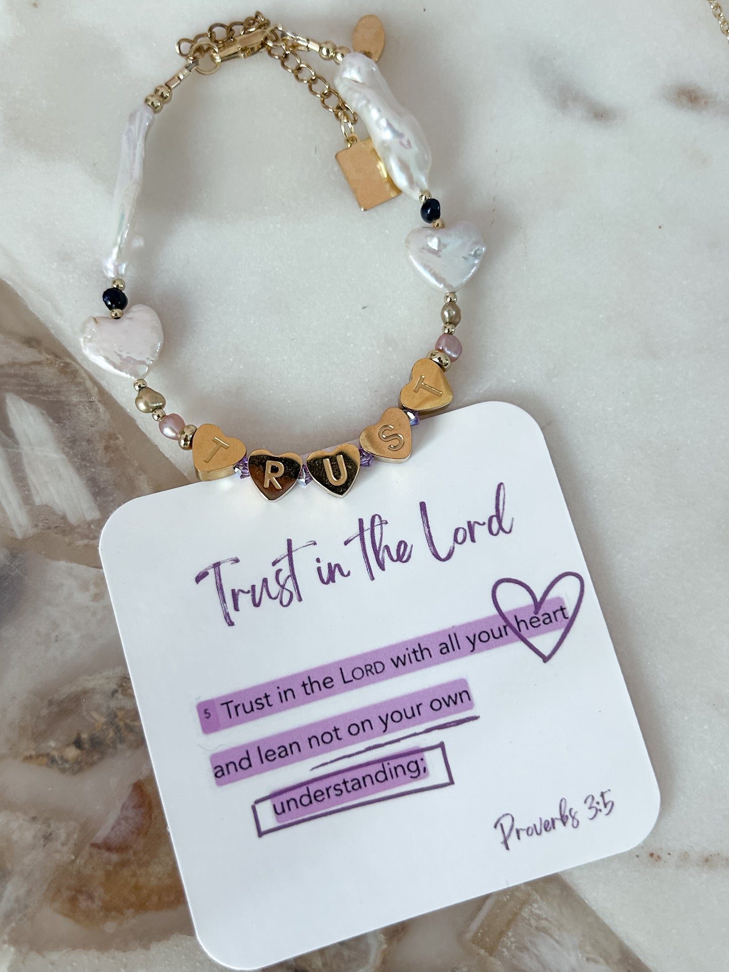 Trust Bracelet (Pearls + Lilac Swarovski)