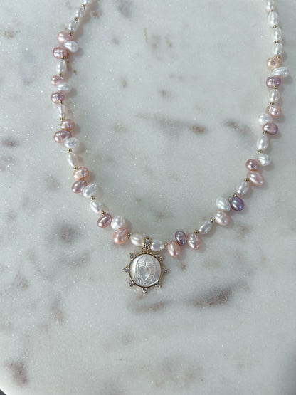Sacred Heart Pearl Necklace