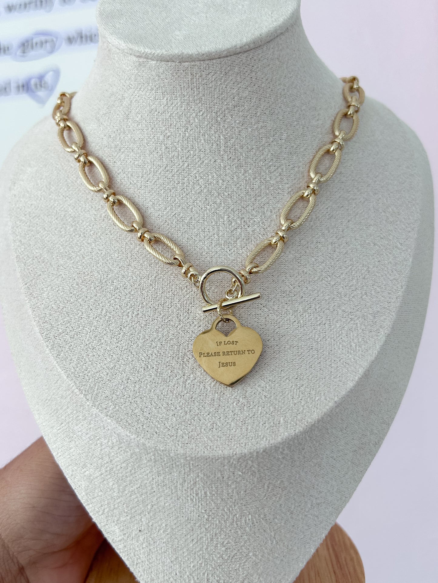 If lost, please return to Jesus (gold, chunky chain)