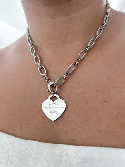 If lost, please return to Jesus (engraved, chunky chain)