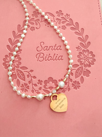 If lost, Please Return to Jesus Pearl Necklace