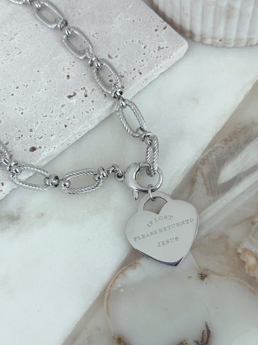 If lost, please return to Jesus (engraved, chunky chain)