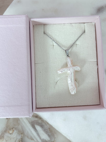 Pearl cross necklace