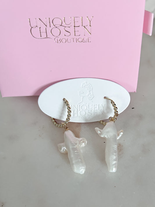 Pearl cross earrings